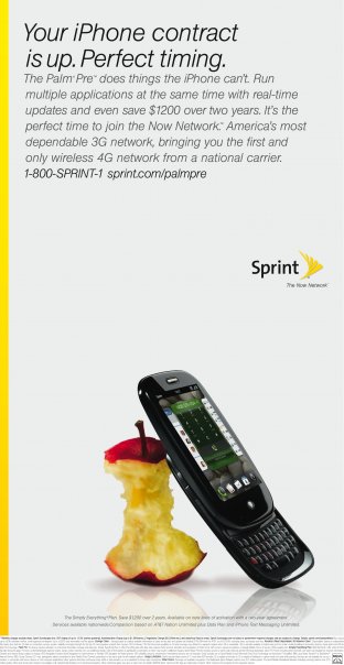  a full blown huge cast commercial is airing and Sprint claims Palm Pre, 