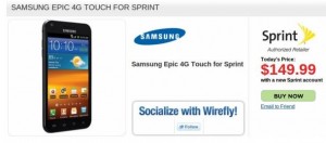 Sprint Samsung Epic 4G Touch Preorders Discounted @ Wirefly