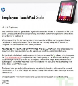 Employee TouchPad Sale