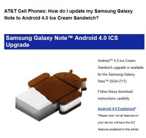 Samsung Galaxy Note Updae